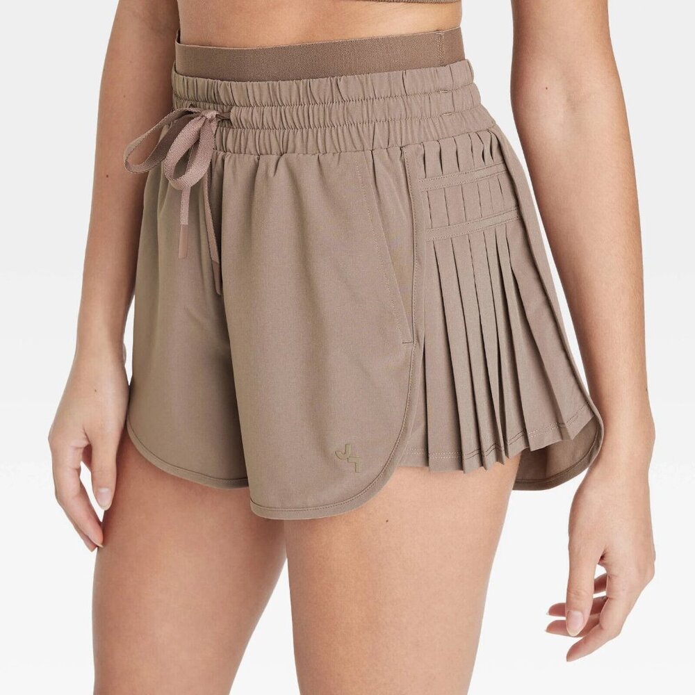 JoyLab Taupe Athletic Pleated Side Shorts - Picture 2 of 7